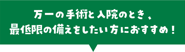 万一の手術と入院のとき、最低限の備えをしたい方におすすめ！