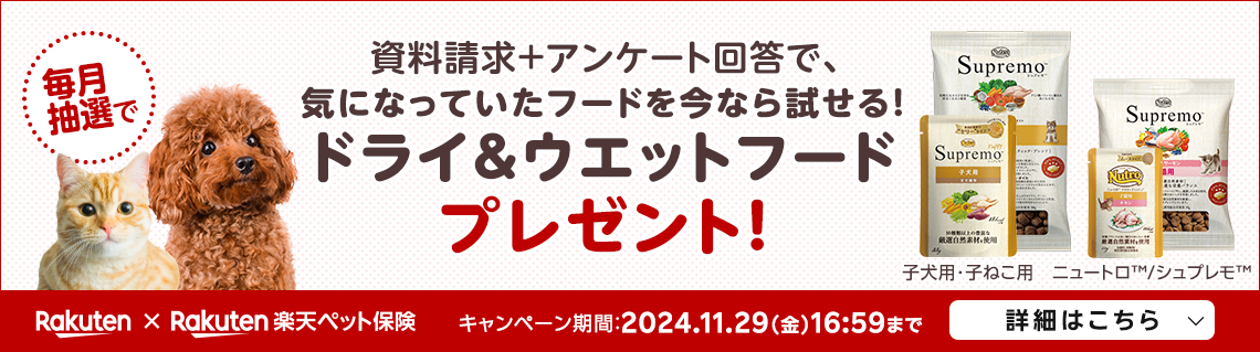 資料請求＋アンケート回答で、ドライ＆ウエットフードお試しプレゼント！実施中！